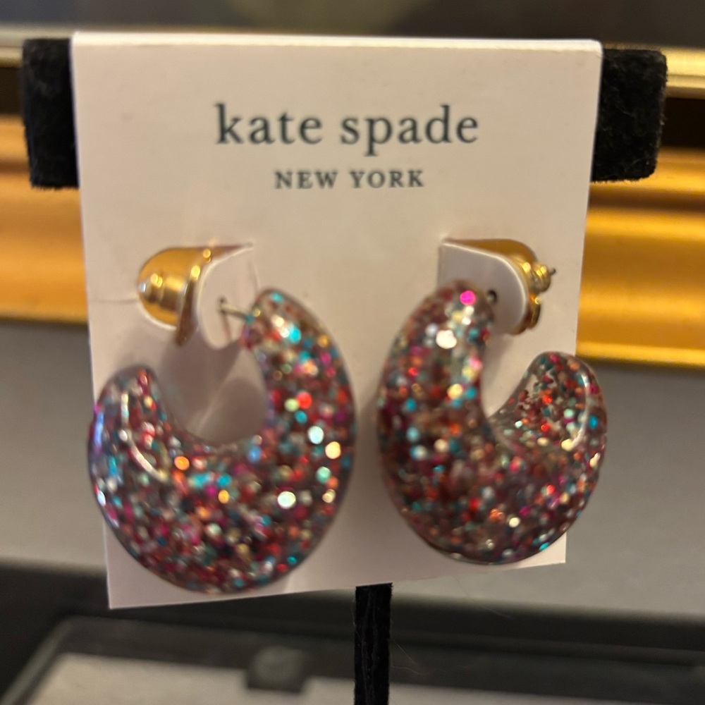 Kate Spade Adore-Ables Glitter Huggies Earrings. NWT
